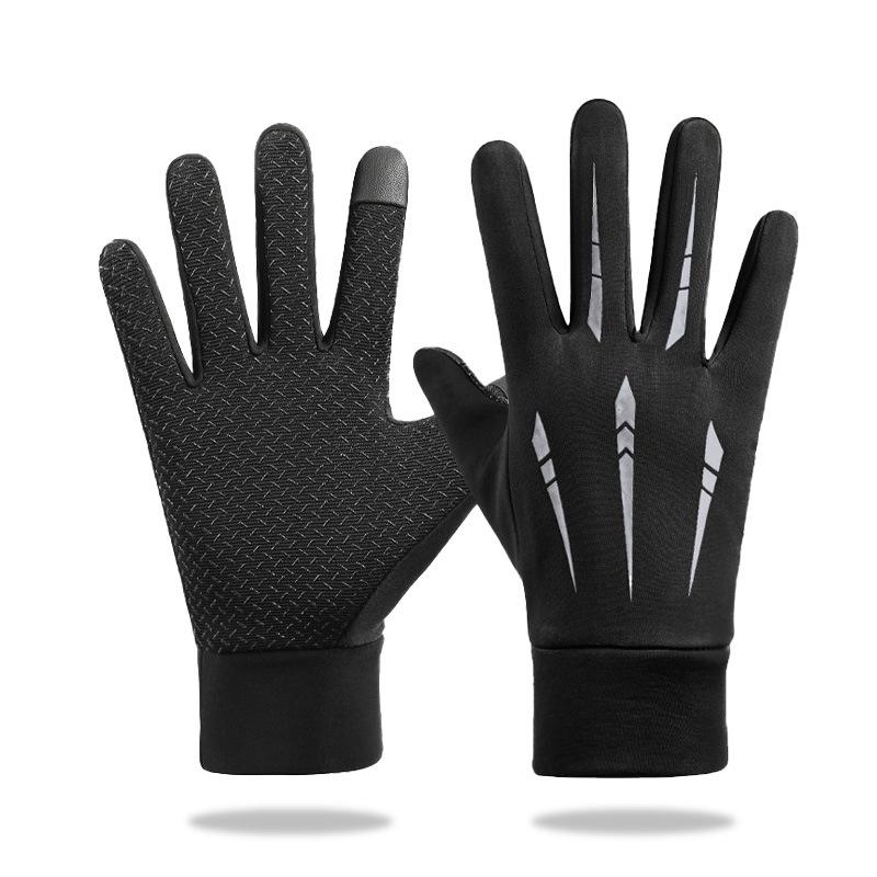 New Autumn and Winter Gloves for Men All Fingers Plus Velvet  Cold and Warm Outdoor Sports  Cycling  Driving Touch Screen Arrow Hand