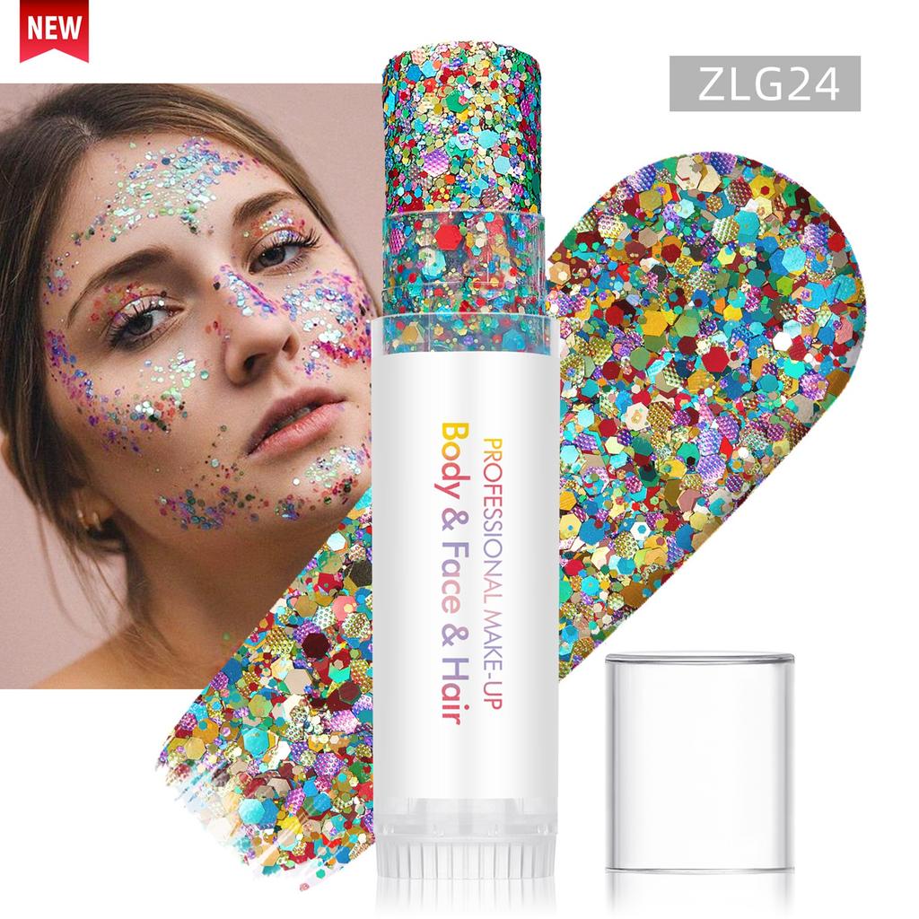 Stick Glitter Corpo, Pittura Facciale, Gel Paillettes, Trucco Sirena, Carnevale Festival Musicale, Capelli, Ombretto, Trucco.
