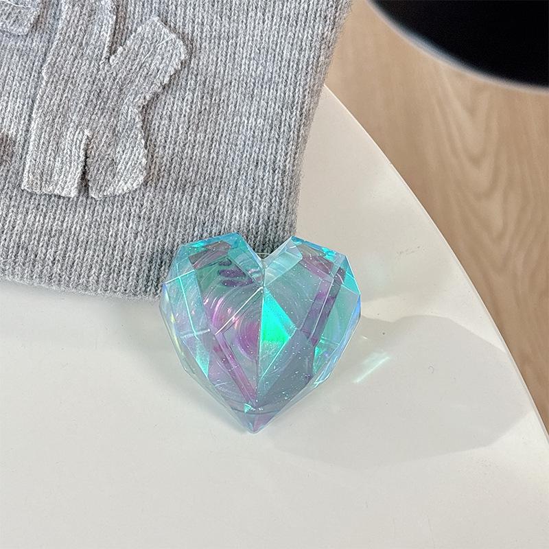 Vibrant Rhombus Heart Magnetic Phone Holder – Transparent, Adhesive, Portable, Perfect for Desktop Drama Viewing