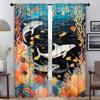 Marine Animal World Blackout Curtain for Room 2 Panel Elegant Room Curtains Partition Halloween Decoration Shades Living Kitchen