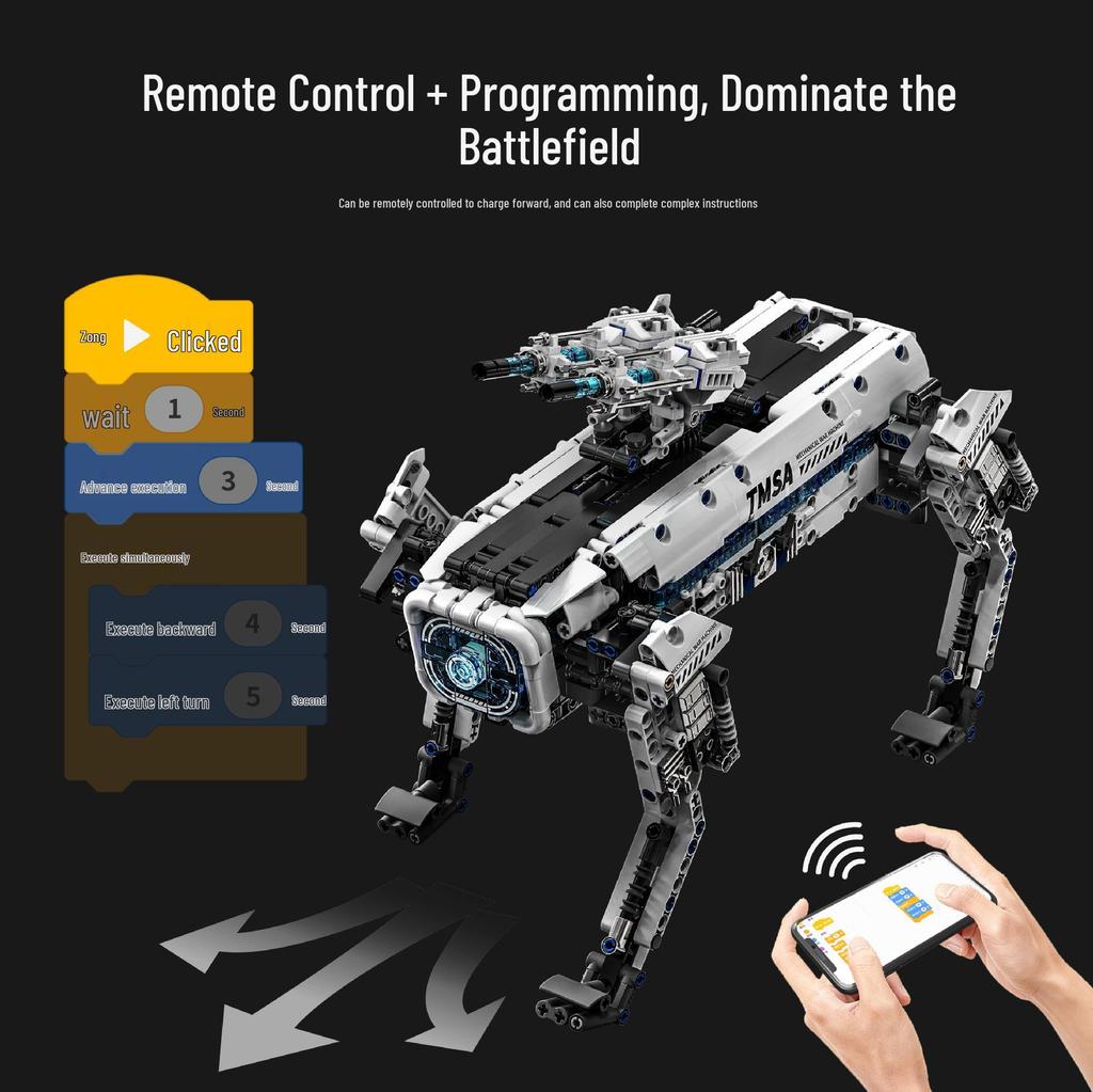 Tuo Mu T1109 Sci-Fi Bionic Mechanical Dog: Educational Remote Control Toy for Programming and Building - Ideal for Kids.