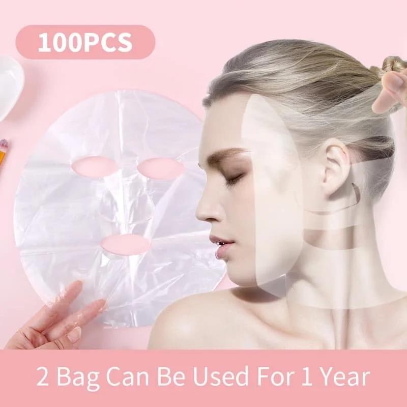 500/100pcs Facial Mask Paper Film Disposable Facial Plastic Wrap for Beauty Salons Transparent Face Mask Face Skin Care Tools