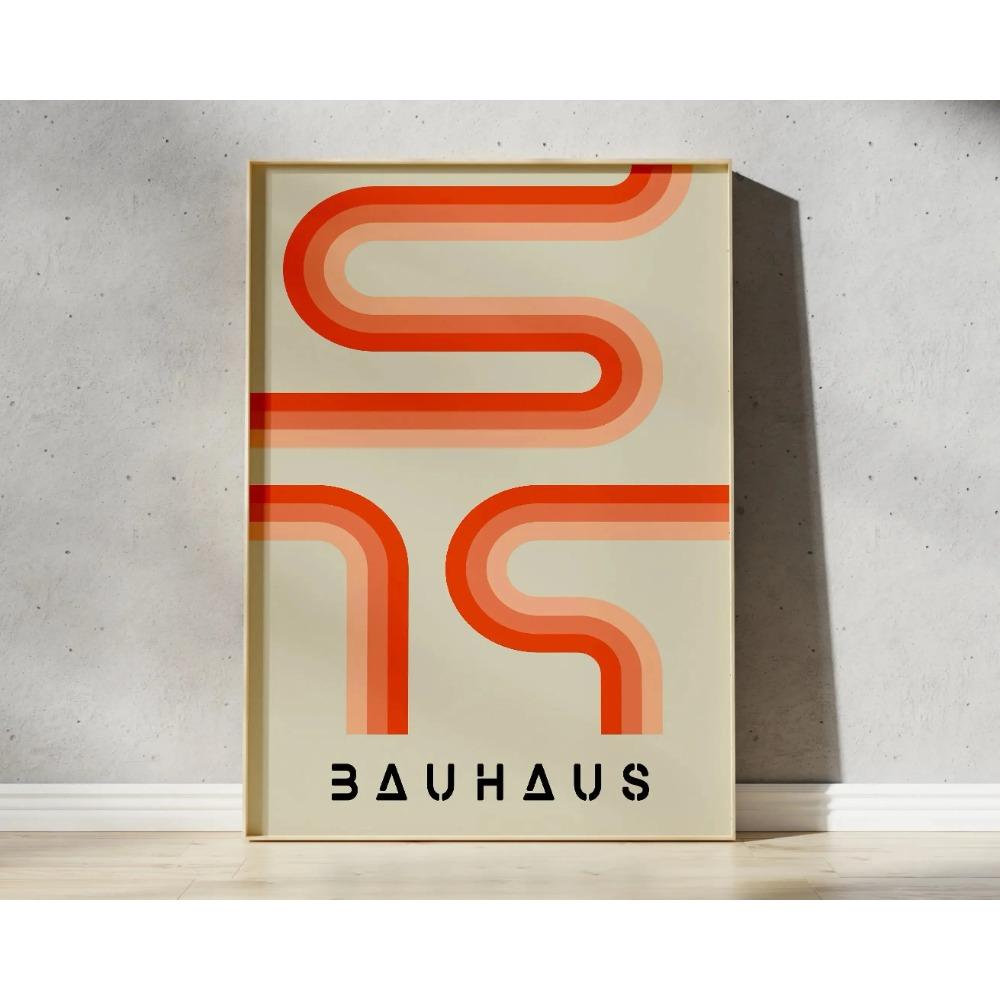 Mid Century Bauhaus Poster Geometric Wall Art Canvas Prints Living Room Bedroom Bright Colourful Artwork for Home Decor