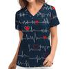 Women's T-shirt V-neck Nurse Uniform Casual and Comfortable Short Sleeved Women's Dreamy Printed T-shirt