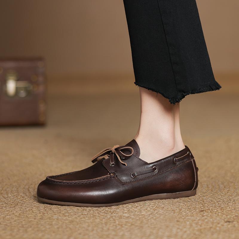 Moda Moda Marca Scarpe Donna 2025 Primavera Nuovo Mocassini in Camoscio Vintage Décolleté Scarpe Piatti Casual da Donna Scarpe Singole Piatti Stile Britannico