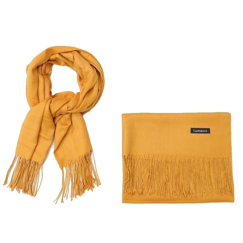 Winter Cashmere Women Scarf Female Scarves Lady Tassel Bandana Women Solid Shawl Wraps Foulard Tippet Pashmina