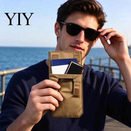 Lightweight under Clothing Pouch Hidden Anti-Theft Passport Pouch, 3-in-1 Concealed Travel Wallet with Hook And Neck Stash for Vacation Loop Closure,