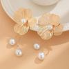 Romantic Flower Petal Long Tassel Drop Earrings For Women 2024 Trend Imitation Pearl Hanging Piercing Earrings Wed Jewelry Gift
