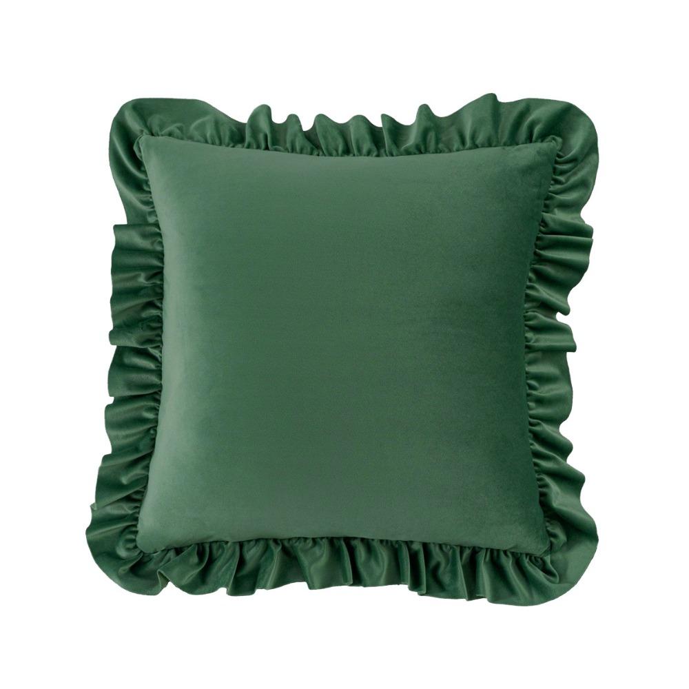 Мягкая однотонная наволочка с оборками квадратная изящная наволочка 45 см винтажная наволочка для диванакровати темно-зеленого 7980₽