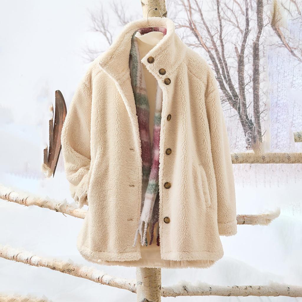 Women's Oversized Cardigan Sweatshirt With Button-Down Collar In Solid Color