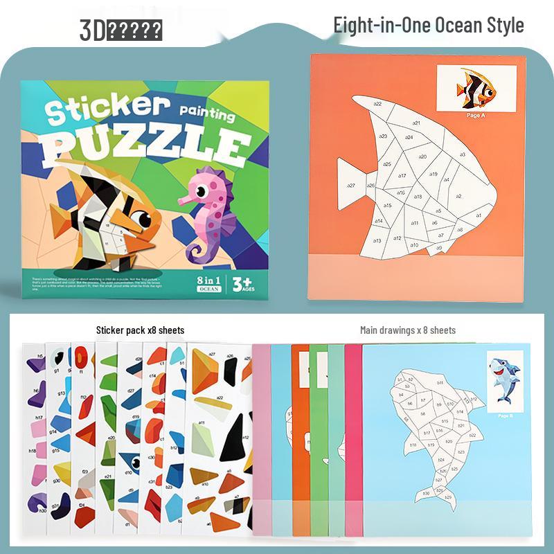 TEMU 3D Geometric Collage DIY Stickers for Kids' Creative Education