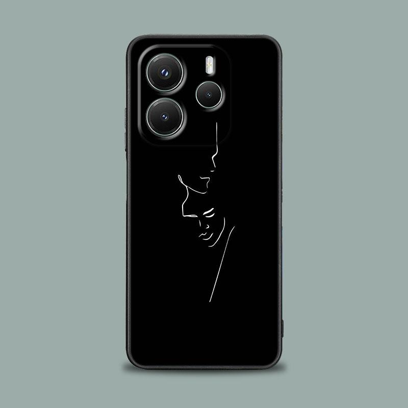 Handyhülle für Xiaomi Redmi 15C 14C 12C 13C 4G Redmi Note 15 14 13 12 11 10 Pro Plus 12S Hülle Sexy Linienkunst Liebhaber Paar Kuss