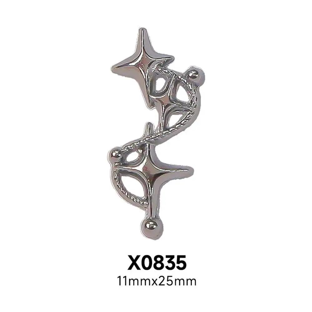 10Pcs 3D Star Alloy Rhinestone Nail Art Charms Gold/Silver Shiny Glitter Diamond Press on Nails Manicure DIY Decorations