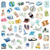 10/30/50pcs Creative Watercolor Travel Life Stickers Aesthetic Cartoon Sticker Scrapbook Phone Luggage Graffiti Decals