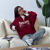Lazy wind letter printing loose trend warm lapel half zipper sweater women