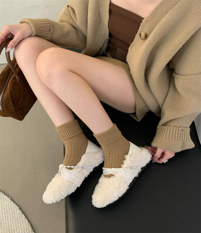 velvet beanie shoes women's autumn and winter cotton boots 2025 new winter velvet cotton shoes one pedal lazy fluffy shoes