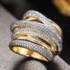 Huitan Stylish Rings with Multi-layer Cross Design Charming Modern Accessories for Women Versatile Chic Bright Jewelry for Party