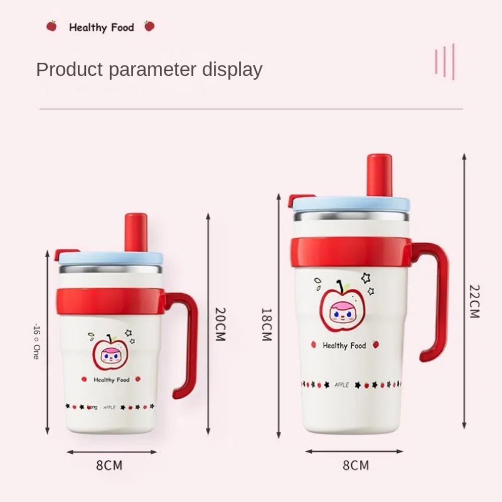 Double Drink Vacuum Cup Large Capacity Cold Water Mug Portable Suction Tube Cup  Drinkware