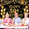 50th Birthday Decorations for Men Women - Happy 50th Birthday Banner Party Decorations Black Gold 50 Years Birthday Party Suppiles Background for