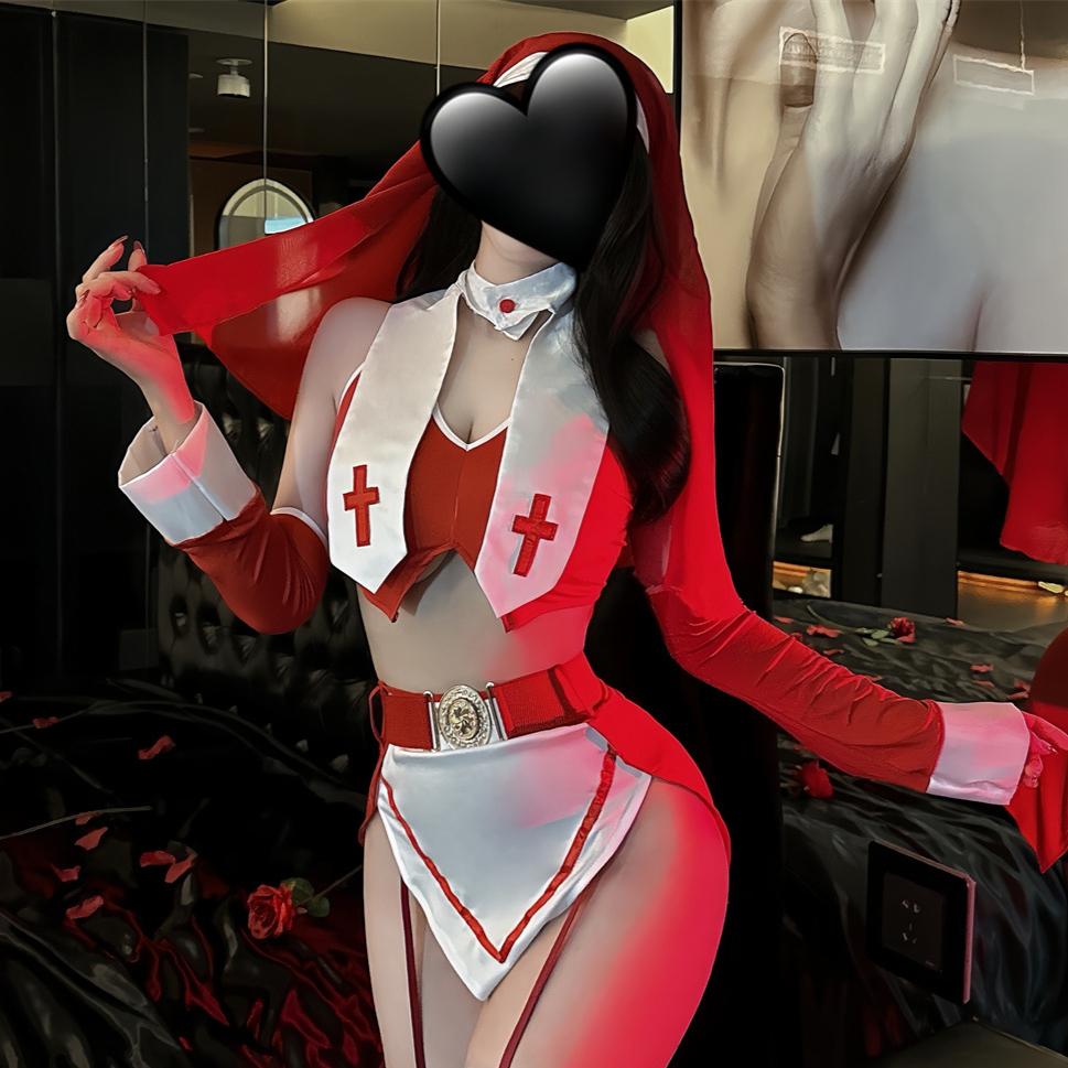 Nun Role Play Maid Cosplay Costumes Women Sexy Lingerie Dress Anime Nun Headgear Halloween Porno Nightclub Party Passion Uniform