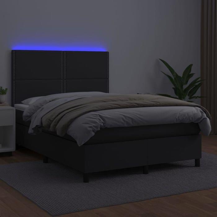 Maison Exclusive - Sommier à lattes de lit avec matelas et LED Noir 140x190 cm
