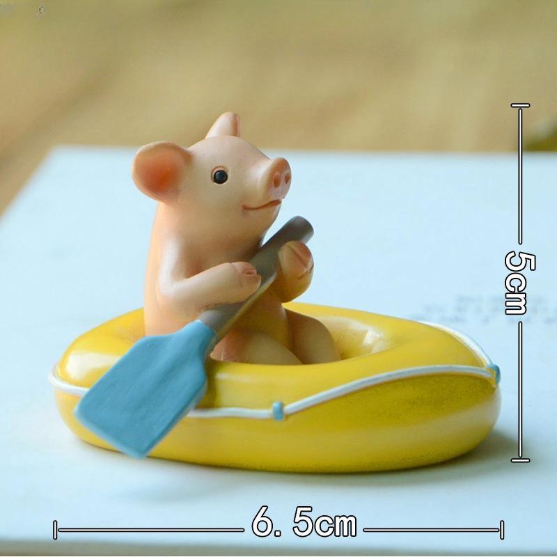 

Indoor Polyresin Statue Resin Crafts Miniature Landscape Figurine Cute Pig Statue Home Decoration Fairy Garden Decor Purple