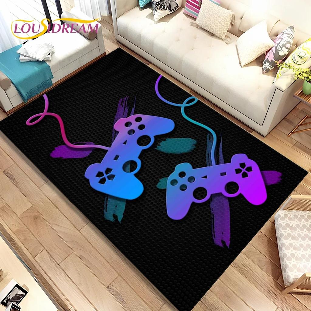 Cartoon Game Gamer Gamepad Carpet Rug for Bedroom Living Room Home Sofa Decoration,Children Play Large Decor Floor Mat Gift