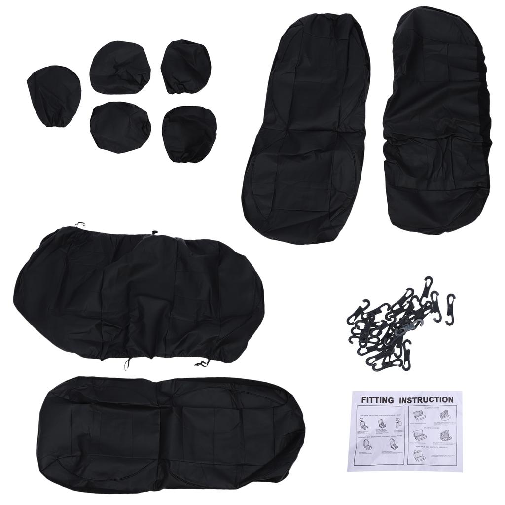 Universal Car Seat Covers, 9PCS PU Leather Front and Rear Seat Protectors, Full Set Auto Seat Covers, Front Seats