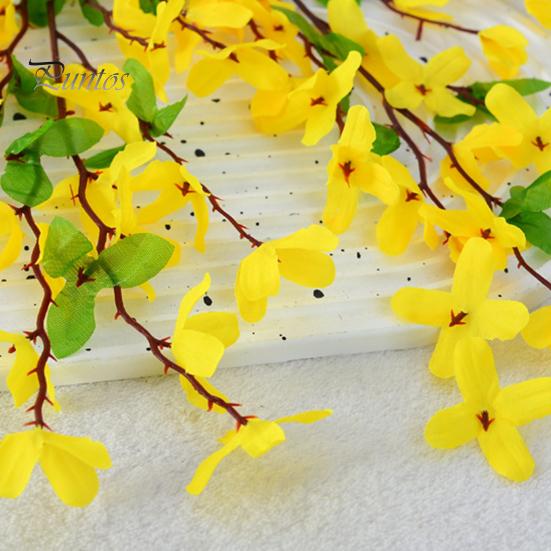 Wedding Decor Flowers Artificial Winter Jasmine with Stem Realistic Fake Silk Yellow Flower Indoor Home Office Table Centerpiece Faux Branch