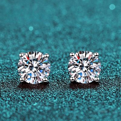 Real 0.1-2 Carat D Color Moissanite Earrings For Women 100% 925 Sterling Silver with White Gold Plated Wedding Jewelry