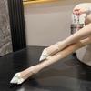 Fashion White Satin Wedding Shoes Pointed Toe Hollow Out High Heels Rhinestone Bow