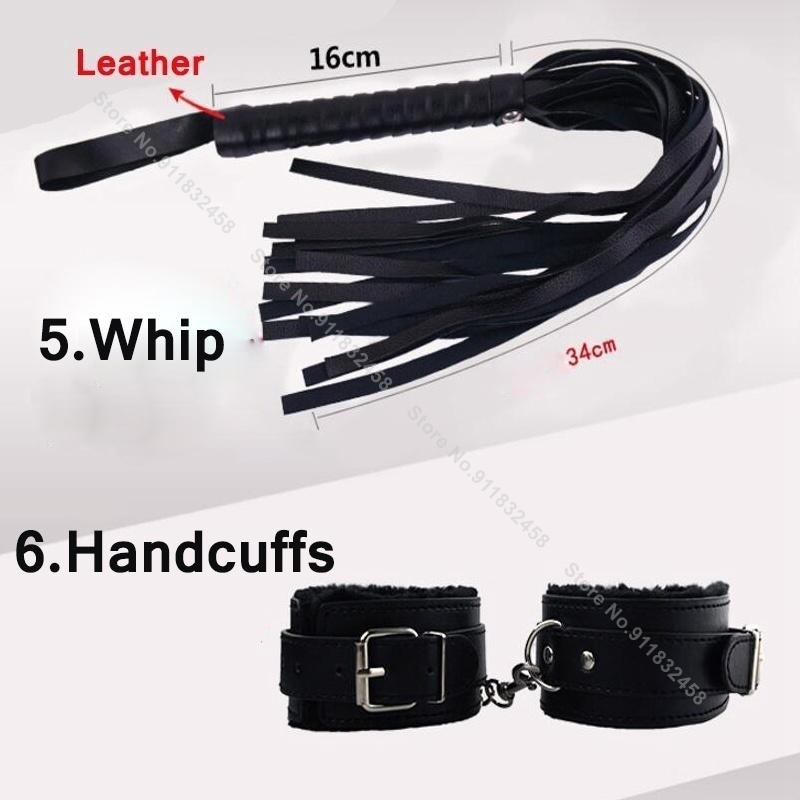Beginner Friendly BDSM Bondage Set – 7 Pcs Cotton Rope Restraint Kit with Handcuffs Collar Gag Whip Couples Adult Play Toy