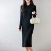Women Sweater Dress 100% Wool MODERN NEW SAGA Turn-down Collar Knit Long Pullover Winter Jumpers Wool Long Dress Female