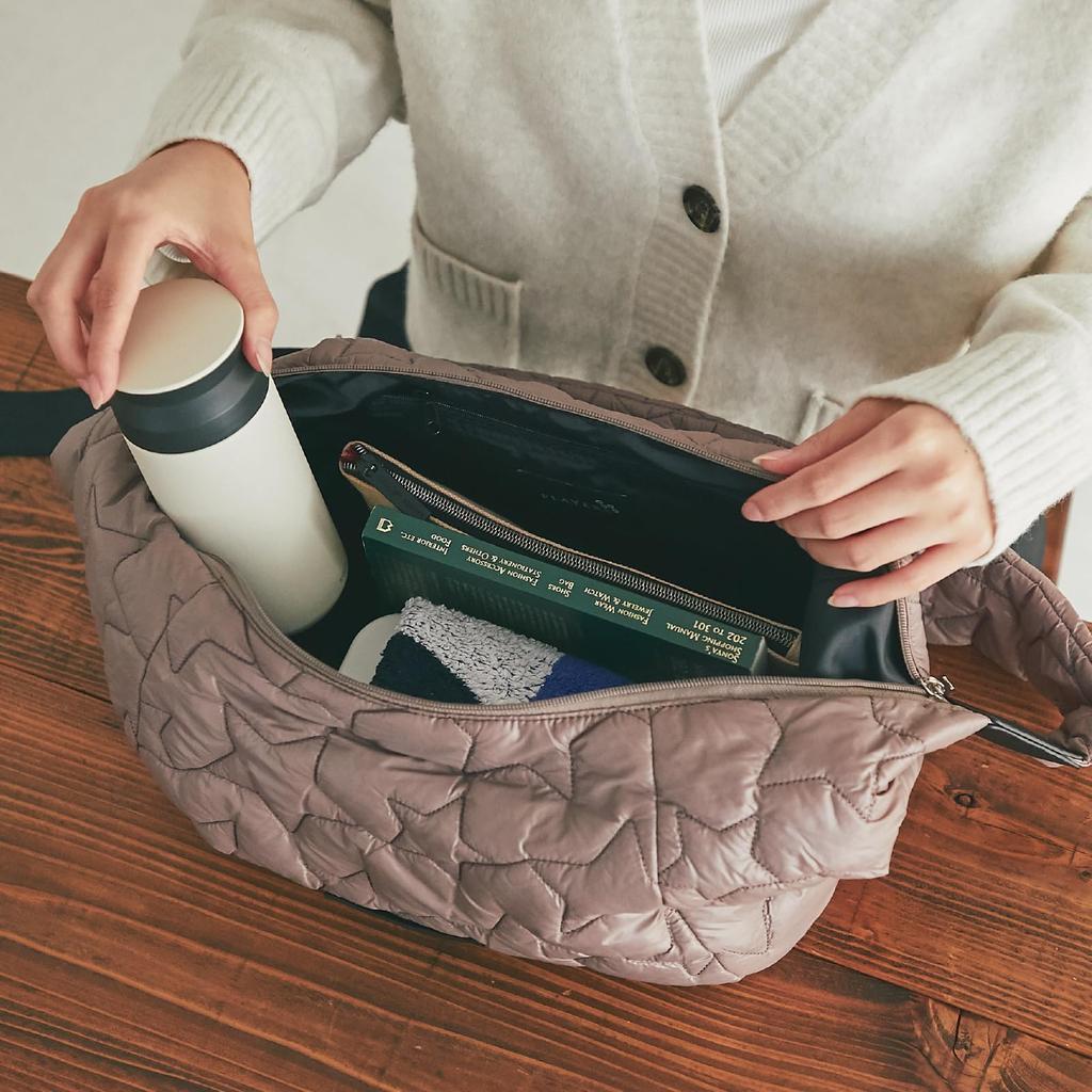 Players Women's Body Bag [Hoshiquilt] 91209506B Mocha, approx. 36cm wide x 23.5cm long x 13cm deep