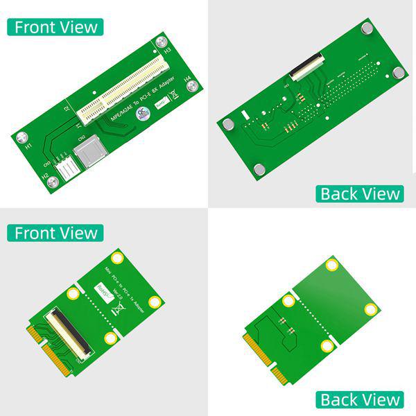 Green PCB Mini PCI-E to 8X PCI-E Extension Cable Set