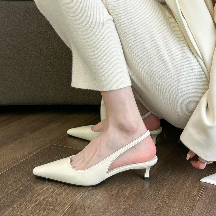 French pointed toe bag head sandals women's summer 2025 new models with skirts fashion temperament thin heels low heels high heels