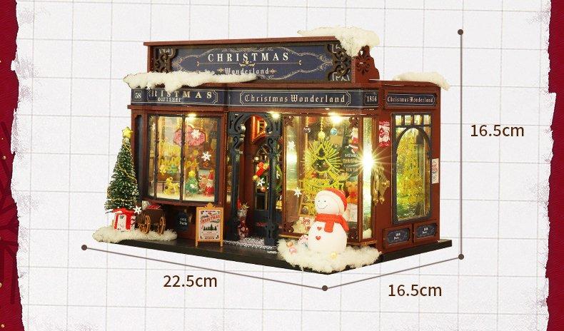 Jiate DIY Miniature House Christmas Wonderland Handmade Villa Model Kit Exquisite Holiday Gift for Women Men