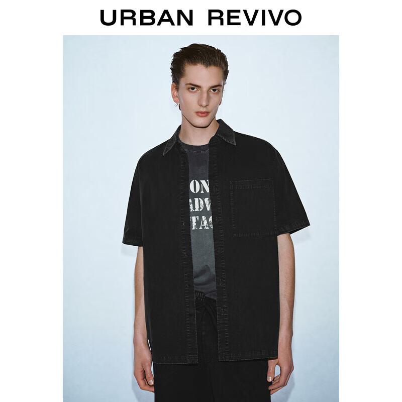 Men s Retro Casual Pocket Half-Sleeve Lapel Shirt S