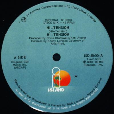 12-Zoll Schallplatte HI-TENSION - Hi-Tension ISD8655 Island Records 1978 Kanada Soul/Funk Gebraucht
