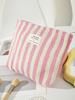Women Stripe Comestic Case Clutch Pouch Canvas Makeup Storage Bag Women Handbag Portable Toiletry Travel Organizer Case