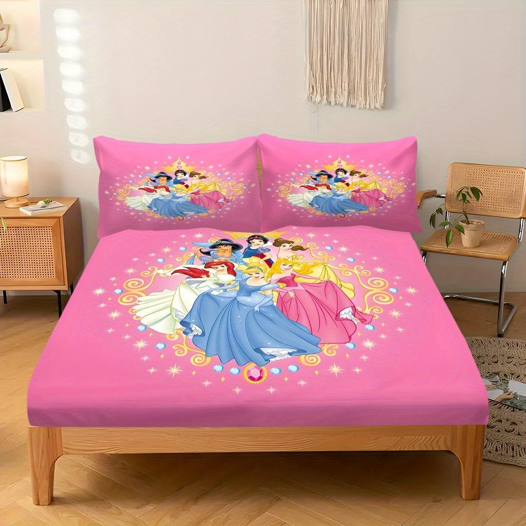 Princess Series Snow White, Printed 2/3Pcs Fitted Sheet Bedding Set  With Pillowcase Suitable For Children And Adults Comforte