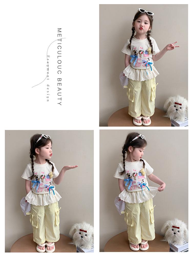 2026 Stylish Girls' Summer Set: Baby T-shirt & Cargo Pants Two-Piece Outfit