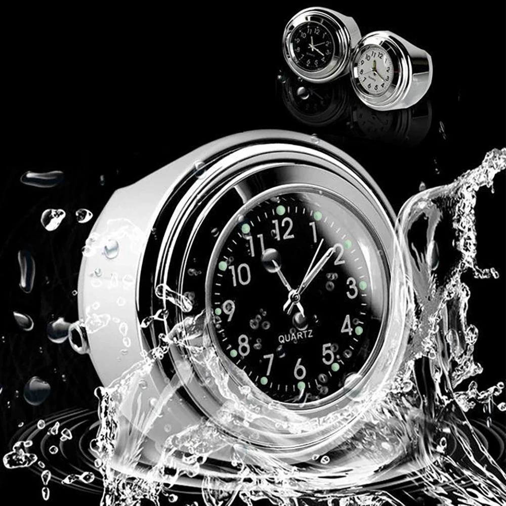 Aluminum Alloy Motorcycle Bike Handlebar Mount Clock Waterproof Chrome Moto Accessories Luminous Effect