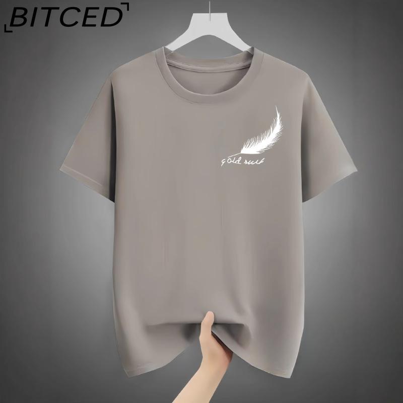 BITCED Cotton Short Sleeve T-shirt Men's Fashion Loose Half Sleeve Shirt Printed Compassionate Shirt