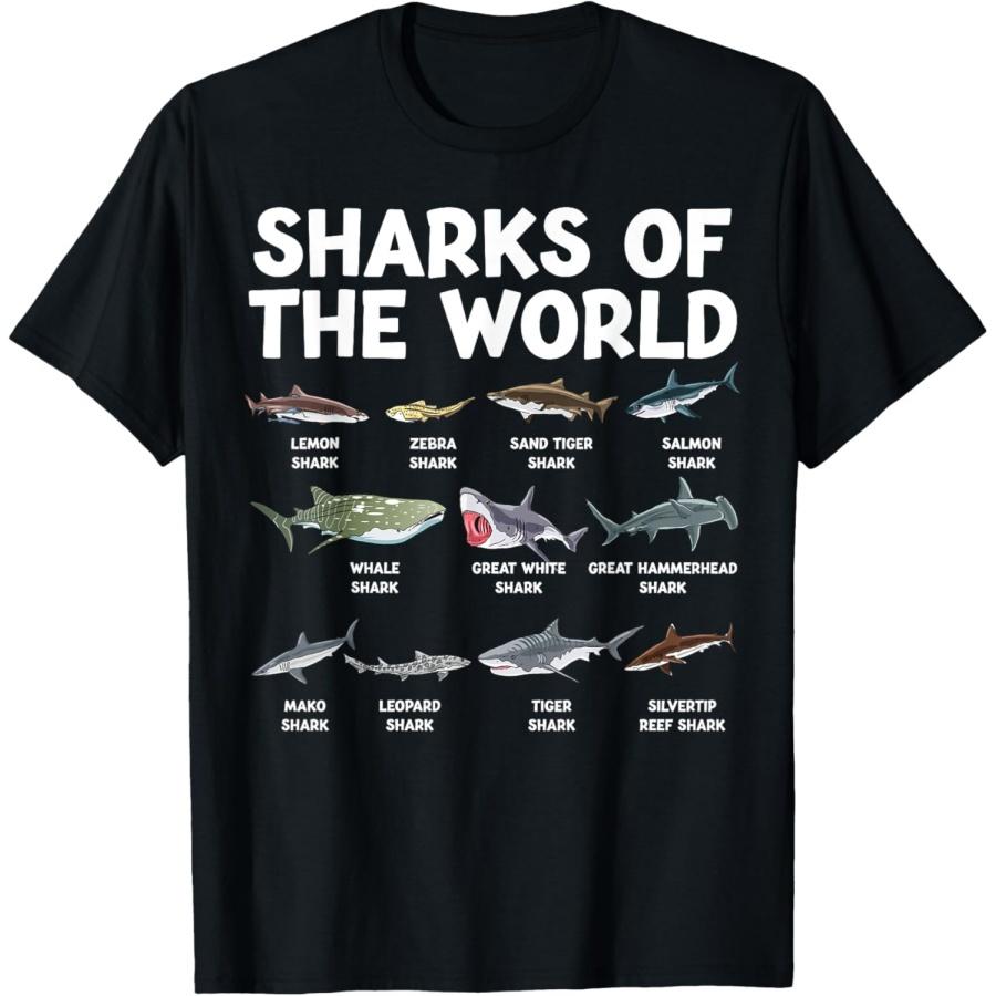 

Акулы Мира Каваи Типы Акул Морское Животное Футболка Акула XXXXXL чёрный