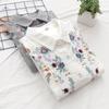 Femmes Col rabattu Hauts amples Fille Manches longues Blouses Broderie Printemps Chemises Fil double coton