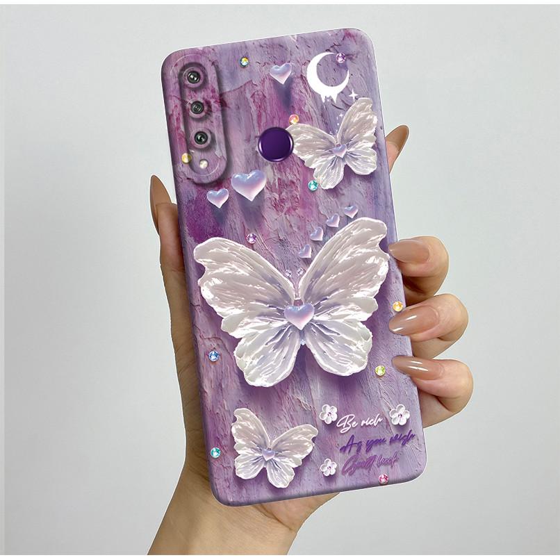 Für Huawei Y6p Hülle MED-LX9 Hübsche Schmetterlingsblumen Coque Weiche Flüssigsilikon Handyhülle Für Huawei Y7p Y 6p 2020 Rückseite