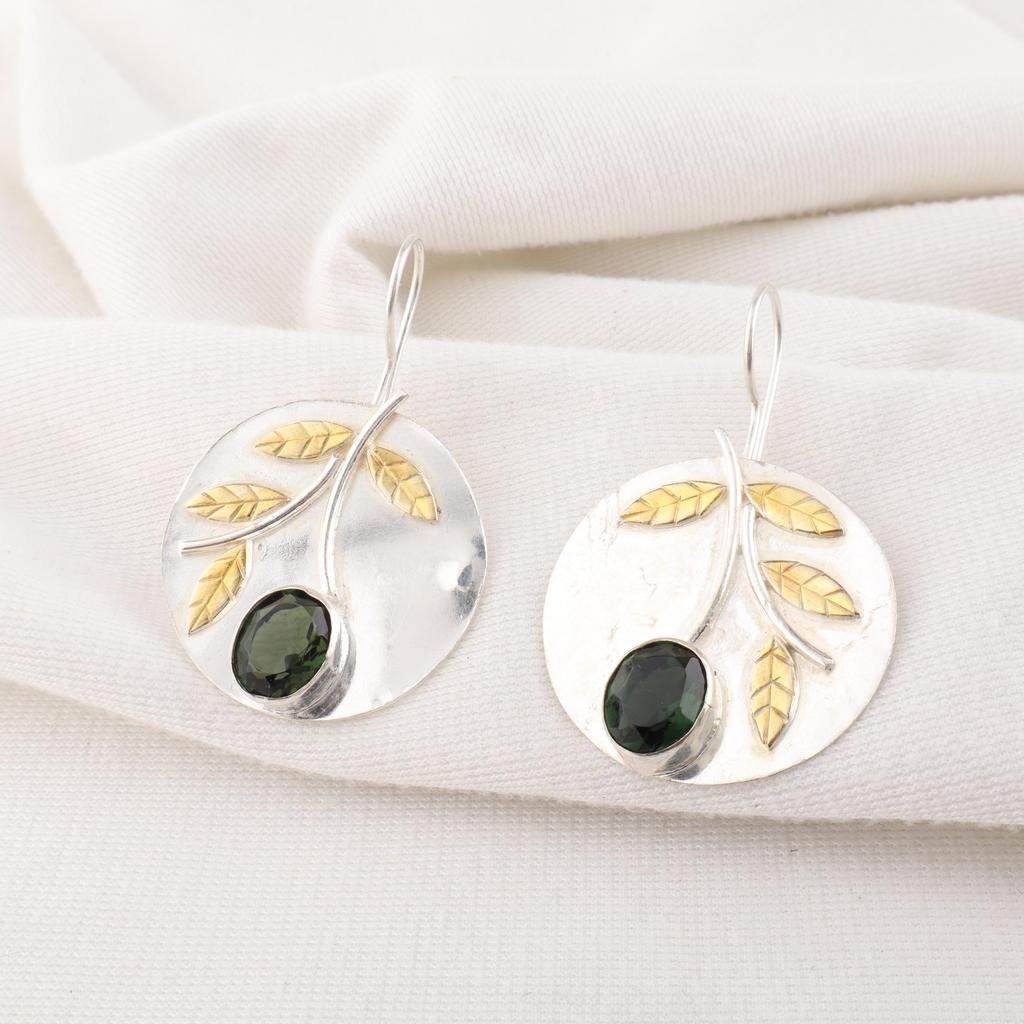 Green Tourmaline Gemstone Jewelry, 925 Solid Sterling Silver Earring, Amazing Tourmaline Earring, Handmade Designer Jewelry For Women
