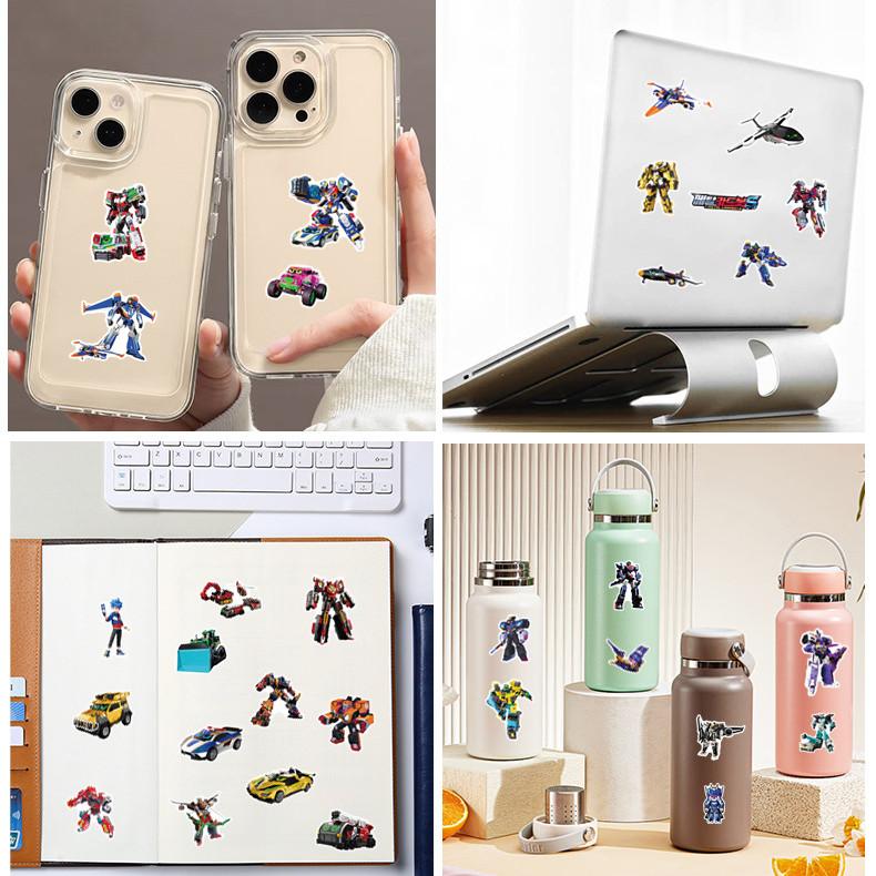 50 PCS Cartoon Car Robot Warrior Sticker Pack, Waterproof Graffiti Vinyl Decals for Notebook Phone Luggage Fridge, Action Figure Stickers