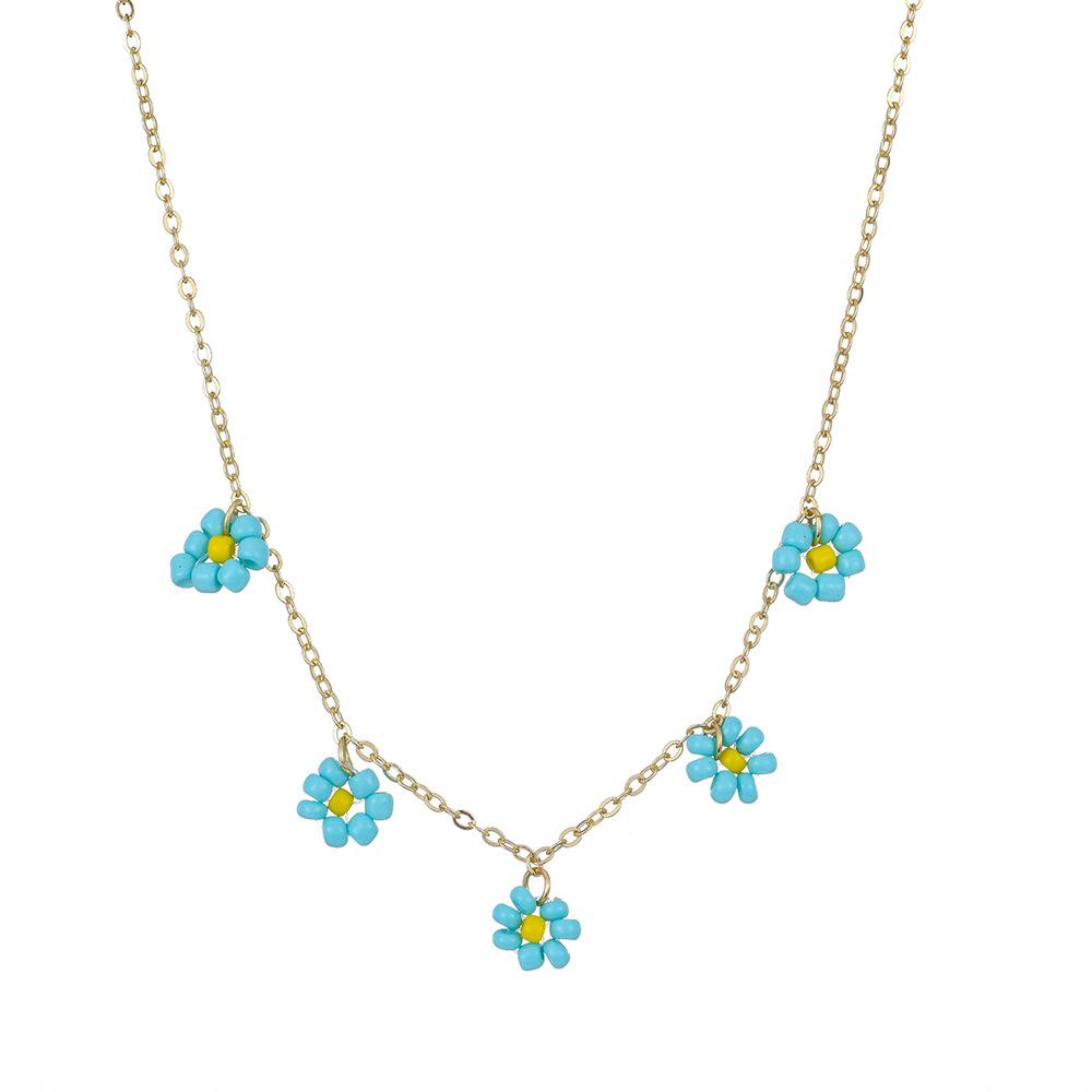 

Stylish Snake Chain Floral Necklace In Vibrant Colors Perfect For Gifts And Occasions CyanBlue